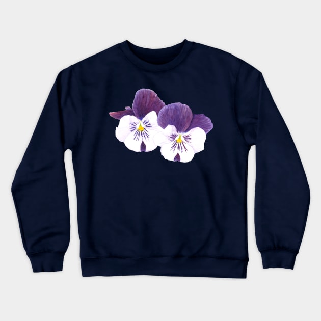 Purple and white pansies flowers Crewneck Sweatshirt by Savousepate